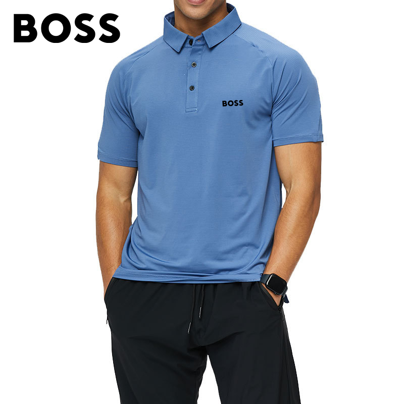 BOSS Men-s Lapel Short Sleeve Quick Dry Polo Shirt