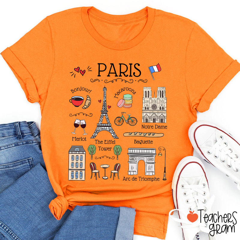 Eiffel Tower French Landmarks French Teacher T-Shirt