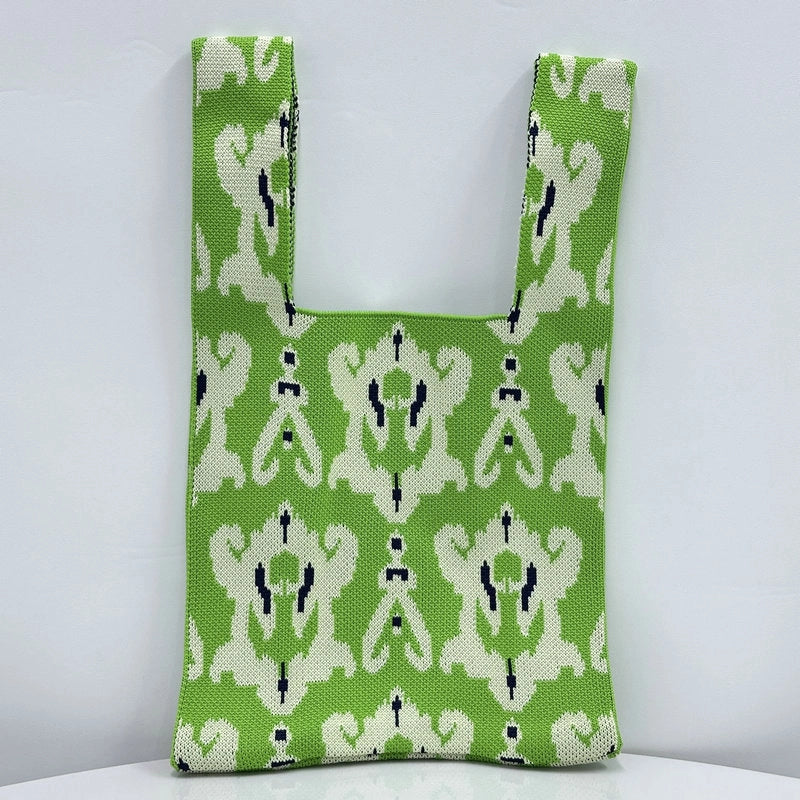 Unisex Small Polyester Geometric Vintage Style Vacation Weave Square Open Handbag