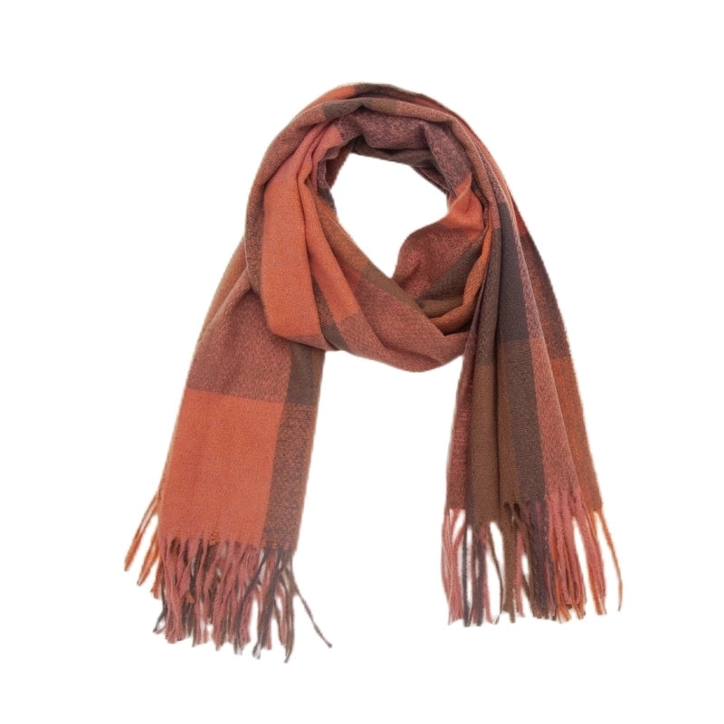 Women's Casual Minimalist Lattice Polyester Tassel Scarf