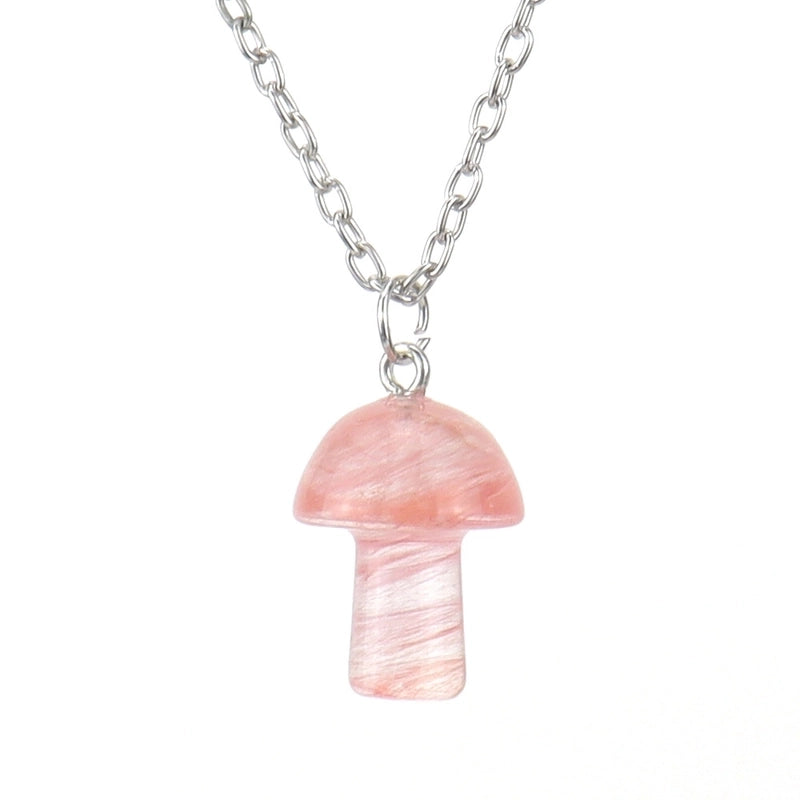 Minimalist Mushroom Crystal Handmade Pendant Necklace 1 Piece