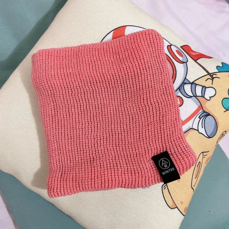 Winter Scarf Unisex Fleece-Lined Thickened Sleeve Outdoor Riding Mask Knitted Neck Protection Pullover Scarf