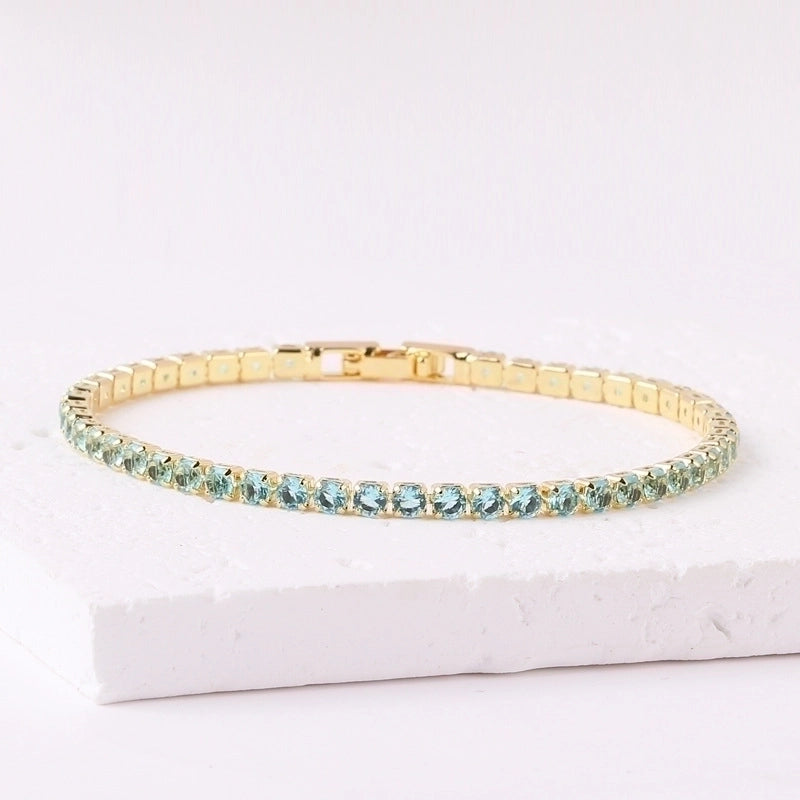 Copper Inlay Round Zircon Copper Bracelets
