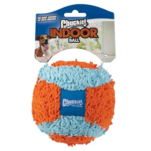 Chuckit Indoor Fetch Ball Dog Toy (4.75 Inch). Orange and Blue