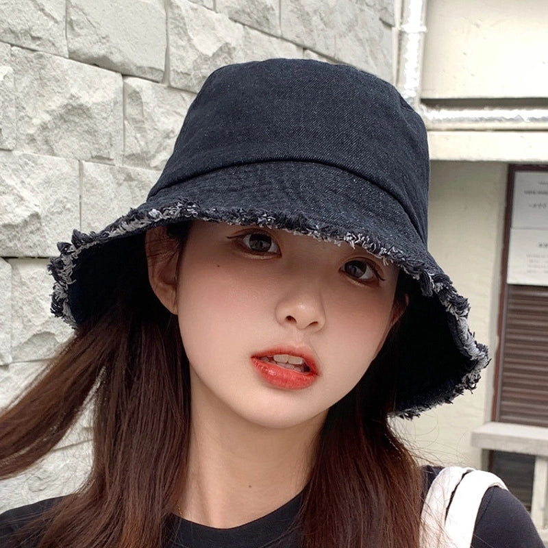 Basin Hat Cowboy Hat Female Fisherman Hat Sun Protection Hat Korean Fashion Sun Hat Cover Face Fashion Brand Face Look Small