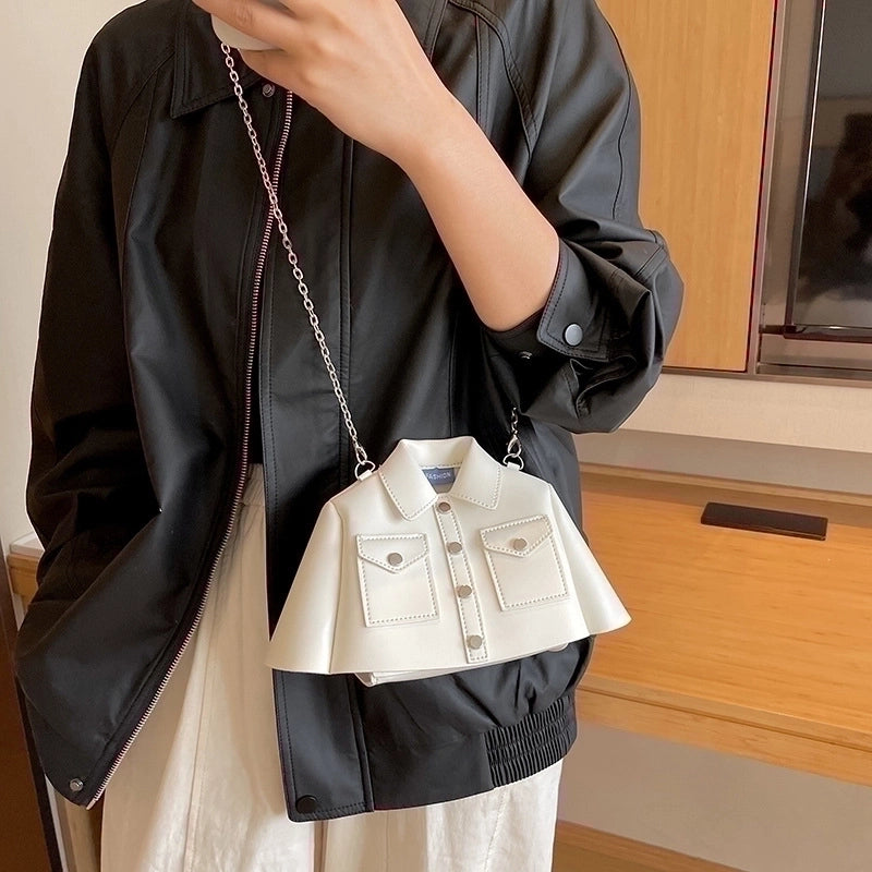 Women's Medium Pu Leather Solid Color Basic Streetwear Square Zipper Shoulder Bag Crossbody Bag Chain Bag