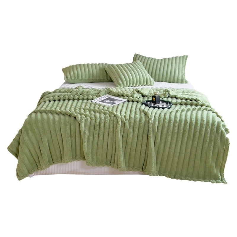 Short Velvet Rabbit Fur Blanket Thickened Light Luxury Blanket Office Nap Blanket Sofa Blanket Coral Velvet Flannel Bed