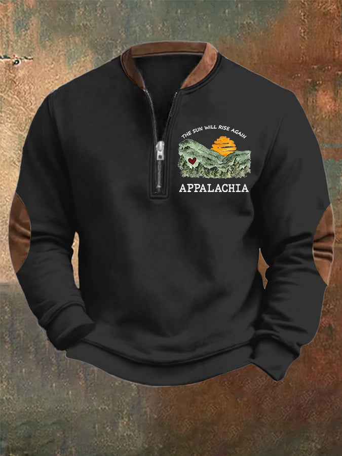 Men's Appalachia Strong. The Sun Will Rise Again Printed Zip-Up Sweatshirt