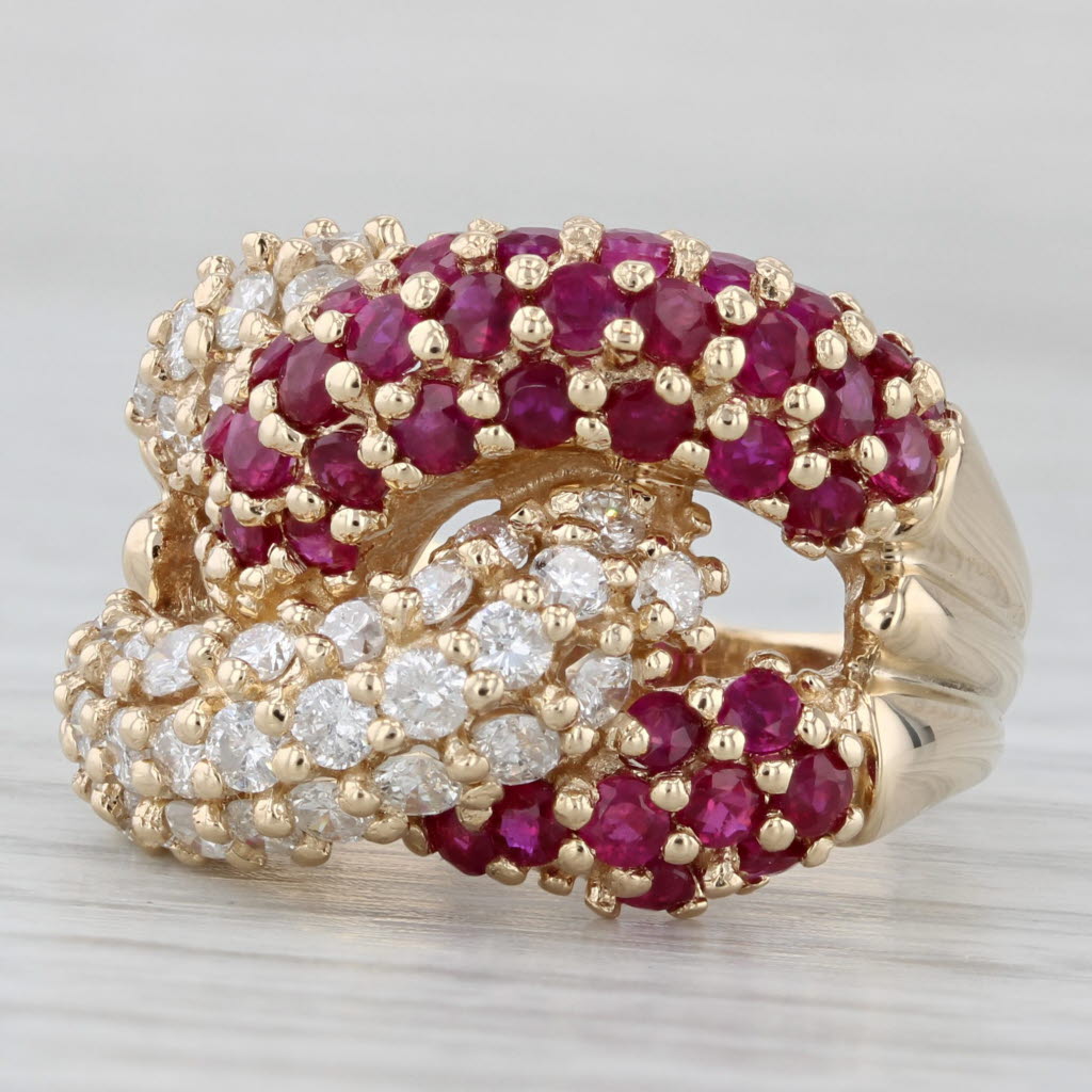 2.75ctw Ruby Diamond Knot Ring 14k Yellow Gold Size 6.75 Cocktail