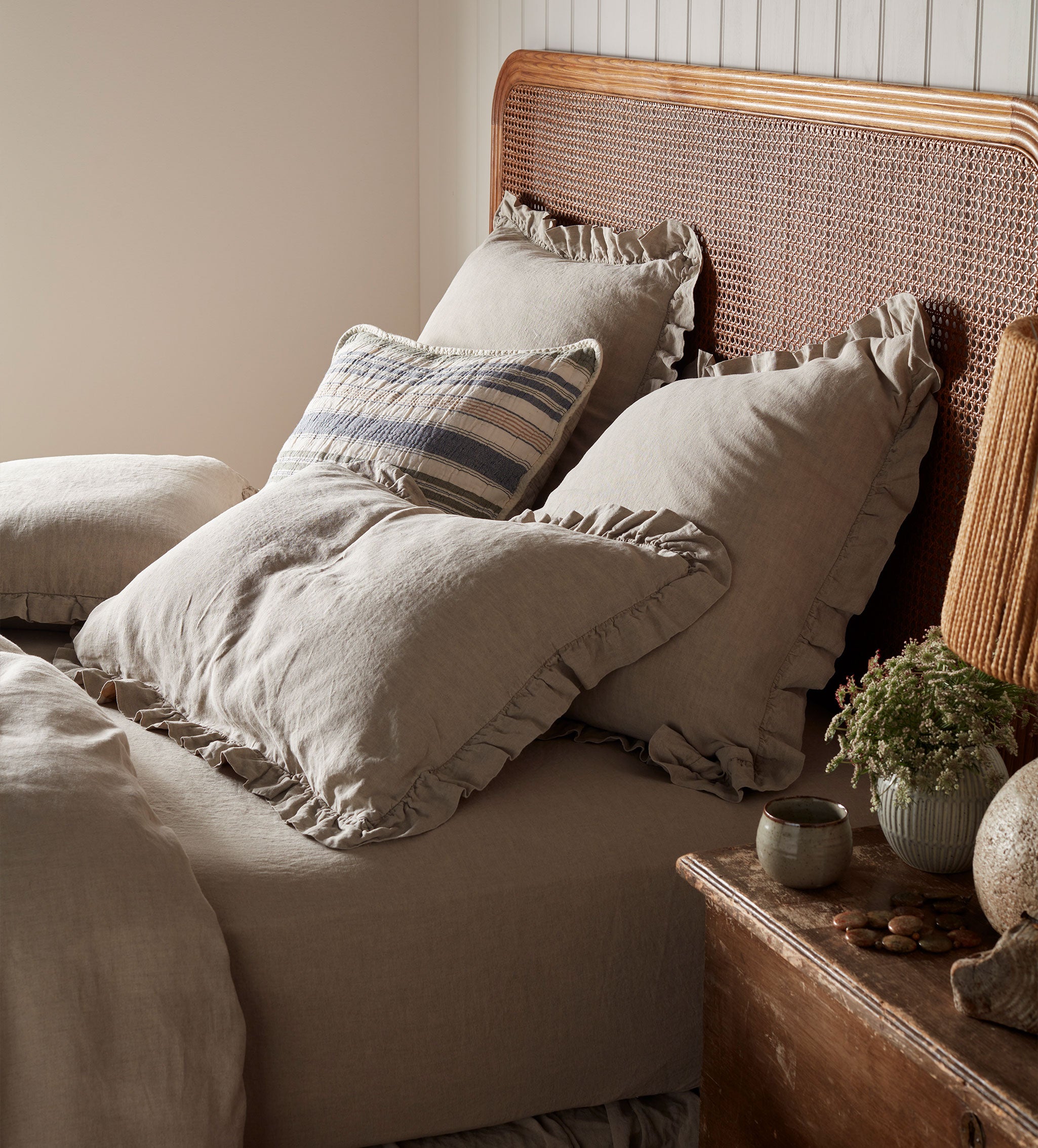 Natural 100% Linen Frill Pillowcase
