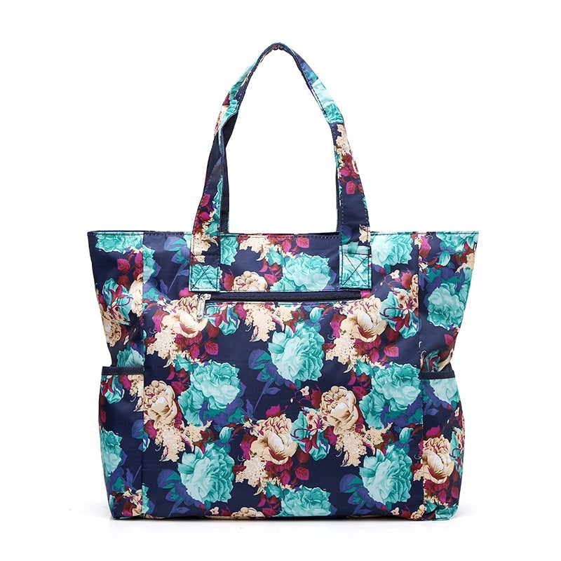Women's Large Oxford Cloth Printing Classic Style Square Zipper Shoulder Bag