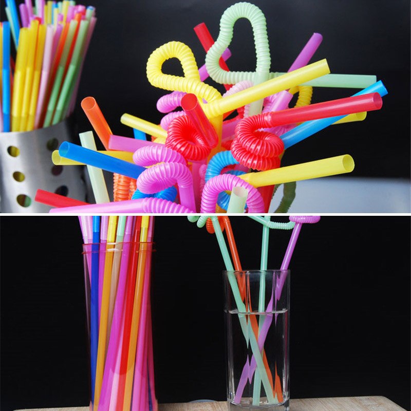 Disposable Plastic Color Straw 100pcs