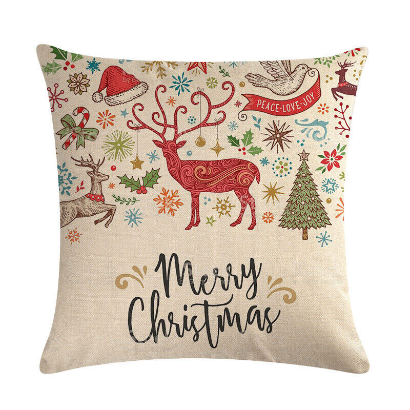 18 Cojines Merry Xmas Couch Throw Pillow Cover Case Home Sofa Decor Pillowslip