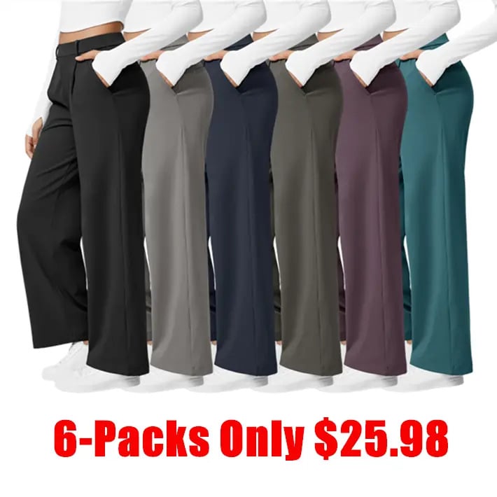 🔥Hot Sale🔥High-waisted Straight Leg Work Pants with Pockets