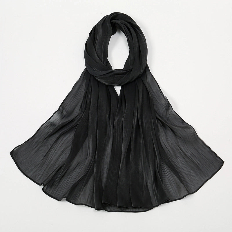 Women's Minimalist Solid Color Island Wrinkle Scarf Kerchief
