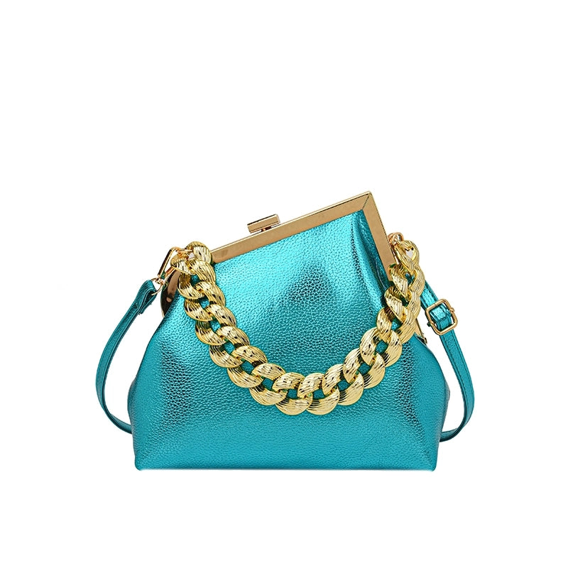 Women's Medium Pu Leather Solid Color Streetwear Square Lock Clasp Crossbody Bag