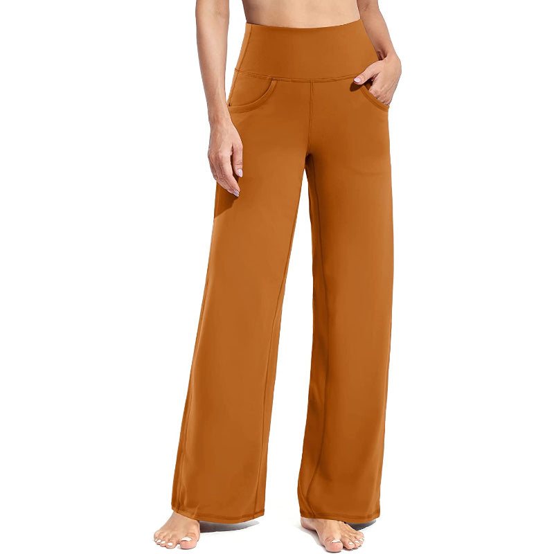 Women Wide Leg Yoga Pants High Waist Stretch Workout Sweatpants With Pockets Casual Straight Leg Pants