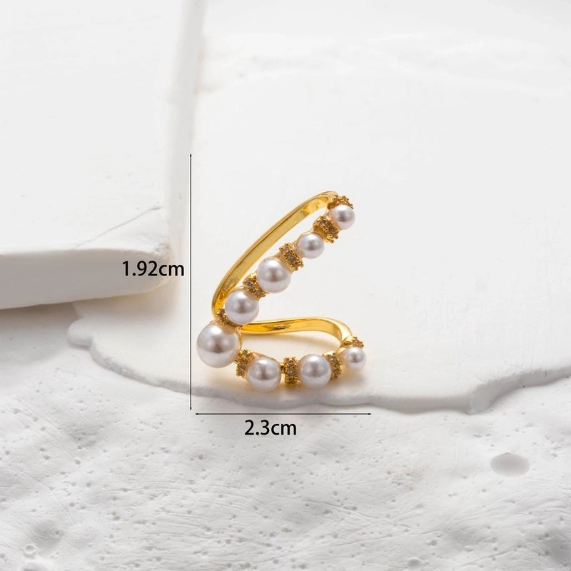 1 Piece Ear Cartilage Rings & Studs Minimalist Classic Style Heart Shape Pearl Flower Copper Inlay Zircon Ear Cartilage Rings & Studs