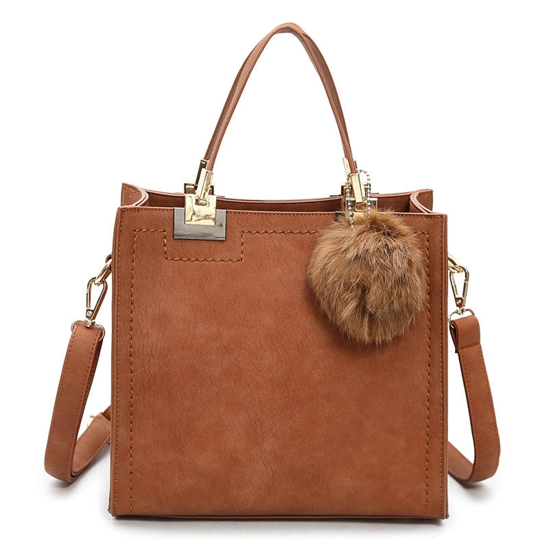 Hot Bag Women's New Frosted Women's Bag Fur Ball Women's One-shoulder Crossbody Handbag Women Bags