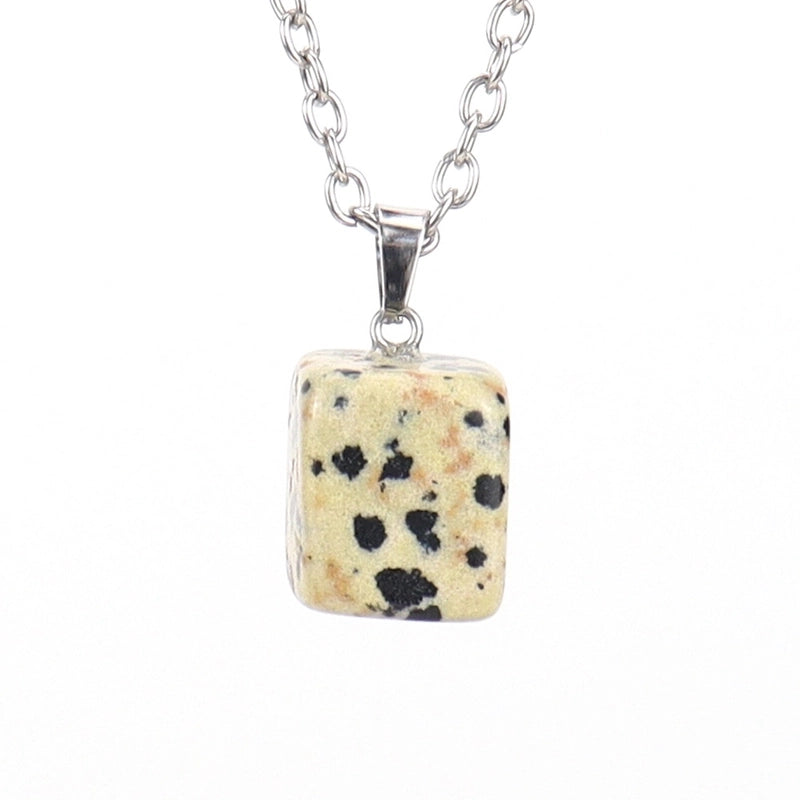 Minimalist Geometric Natural Stone Ferroalloy Knitting Pendant Necklace