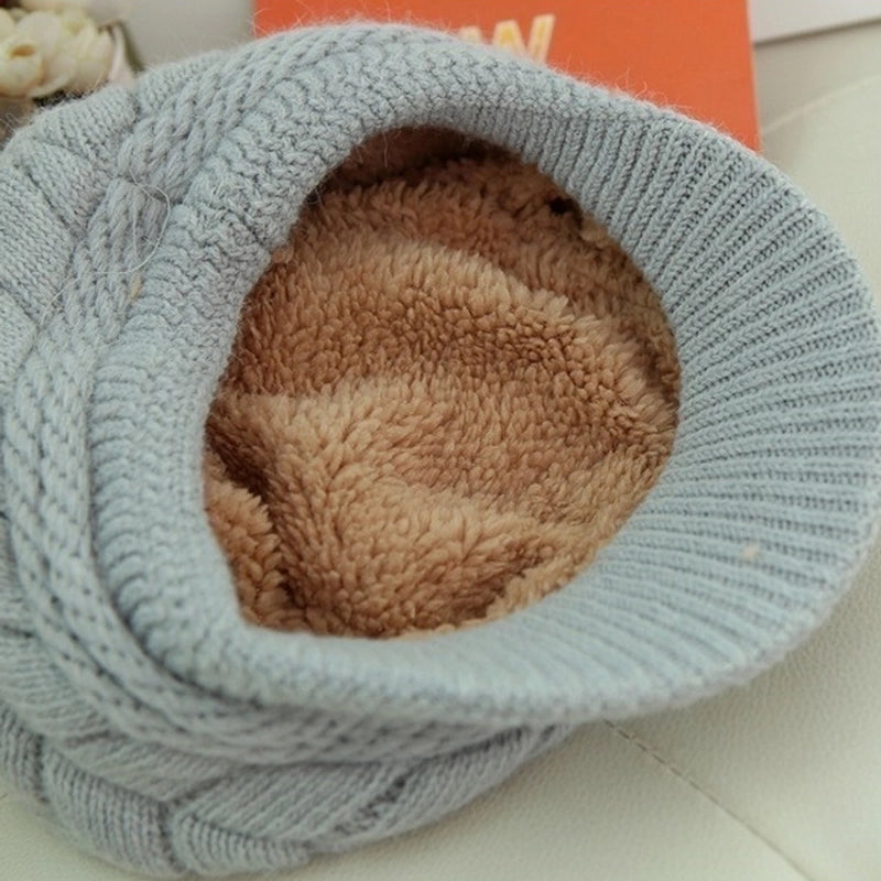 2 Pieces Women's Elegant Basic Minimalist Solid Color Curved Eaves Wool Cap Beret Hat