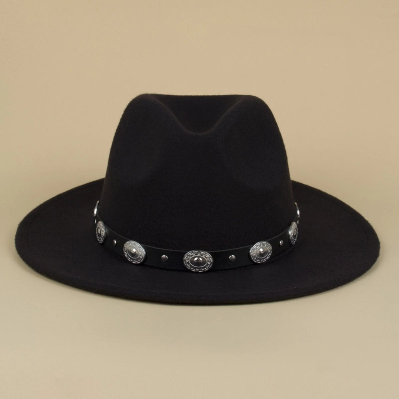 Silver Buckle Jazz Hat Punk Western Cowboy Hat Star Pattern Hat Five-pointed Star Small Hat Spot