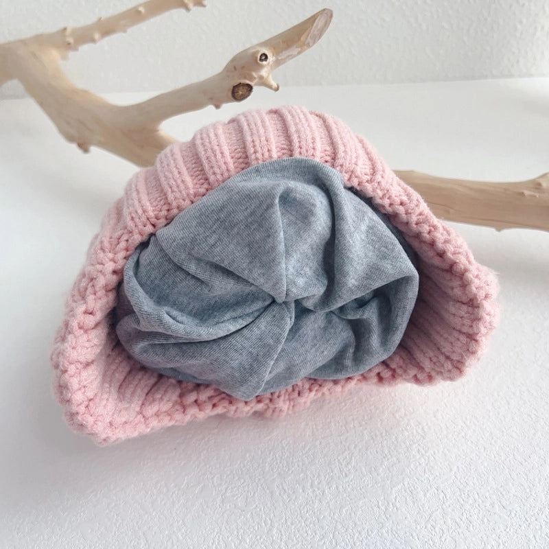 Children's Hat Scarf Two-piece Winter Hat Cute Cartoon Animal Baby Wool Hat Pullover Knitted Cross Scarf