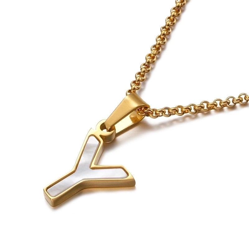 Simple Shell English Letter Titanium Steel Necklace