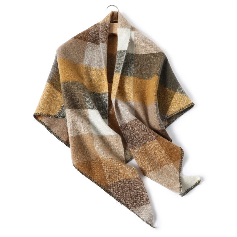 Unisex Vintage Style Lattice Imitation Cashmere Polyester Scarf