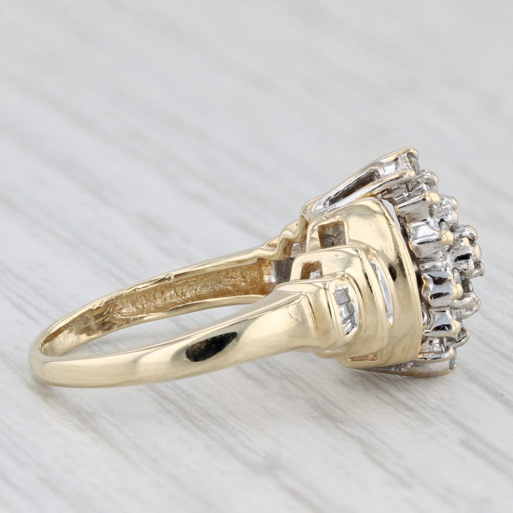 0.53ctw Diamond Cluster Ring 10k Yellow Gold Size 5