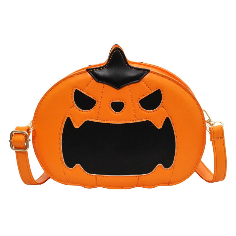 Halloween Women's Small Pu Leather Pumpkin Streetwear Zipper Shoulder Bag