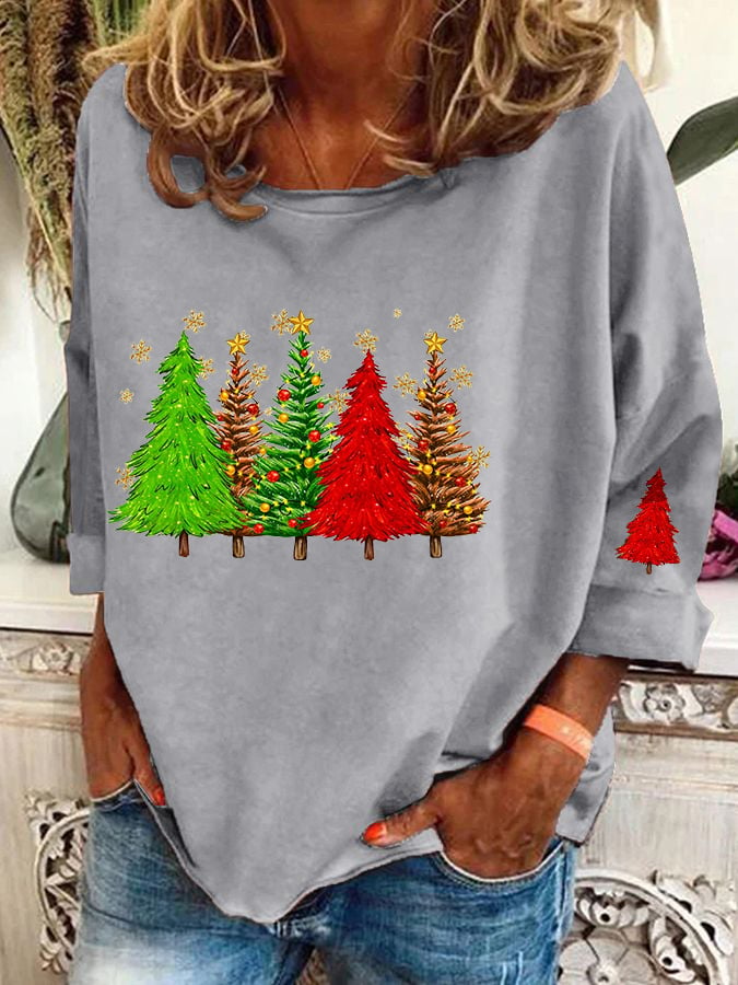 Women's  Sequined Christmas Tree Printed Casual Sweatshirt