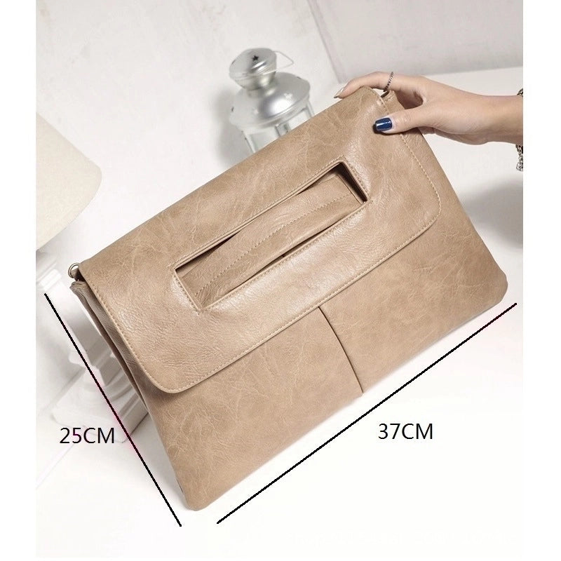 Unisex Medium Pu Leather Solid Color Classic Style Square Magnetic Buckle Envelope Bag