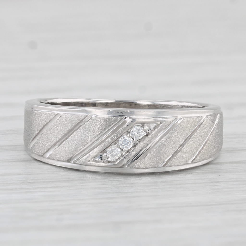 Diamond Wedding Band 10k White Gold Size 8.5 Ring