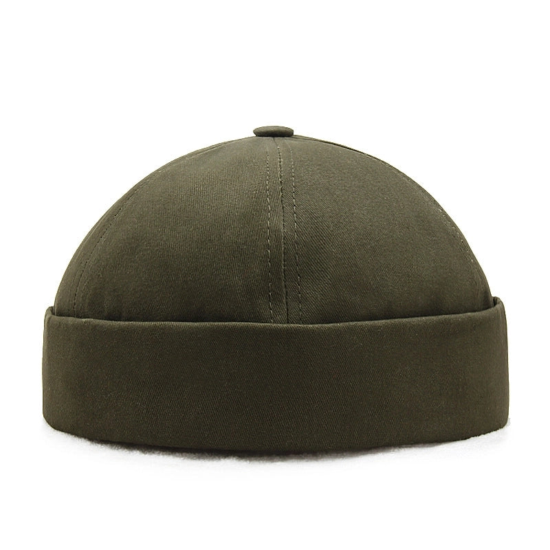 Spring And Summer Sailor's Hat Beanless Flanged Monster Hat Men's Melon Skin Hat Solid Color Pure Cotton Yuppie Hat For Men And Women