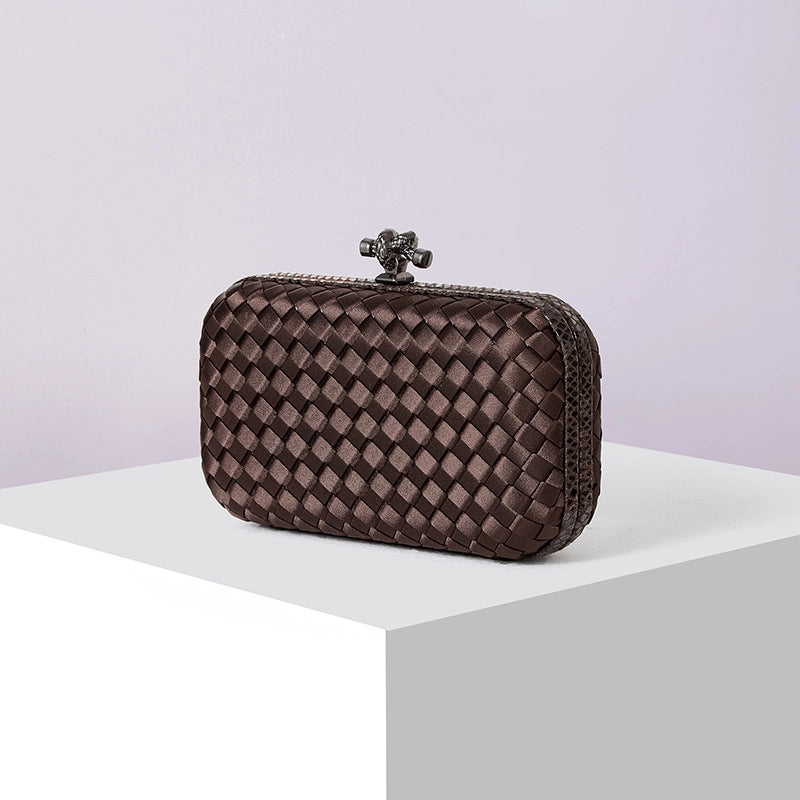 Factory Direct Sales Silk Hand-woven Women's Clutch Crossbody Simple Evening Bag Chain Pouch