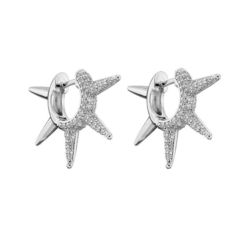 Simple Micro-inlaid Thorn Pointed Copper Plated Ear Clip