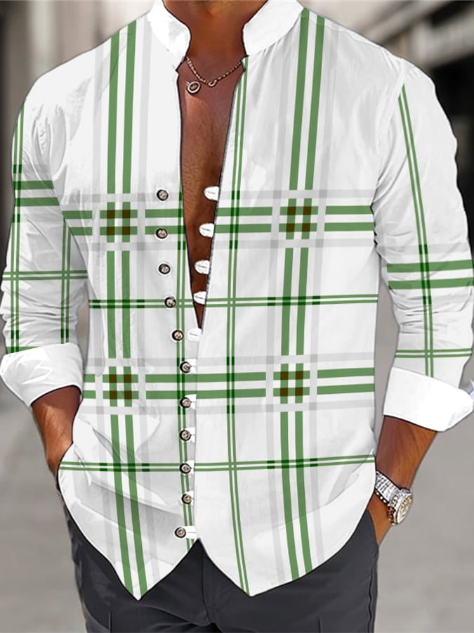 Men's Plaid Multi-Button Casual Shirt