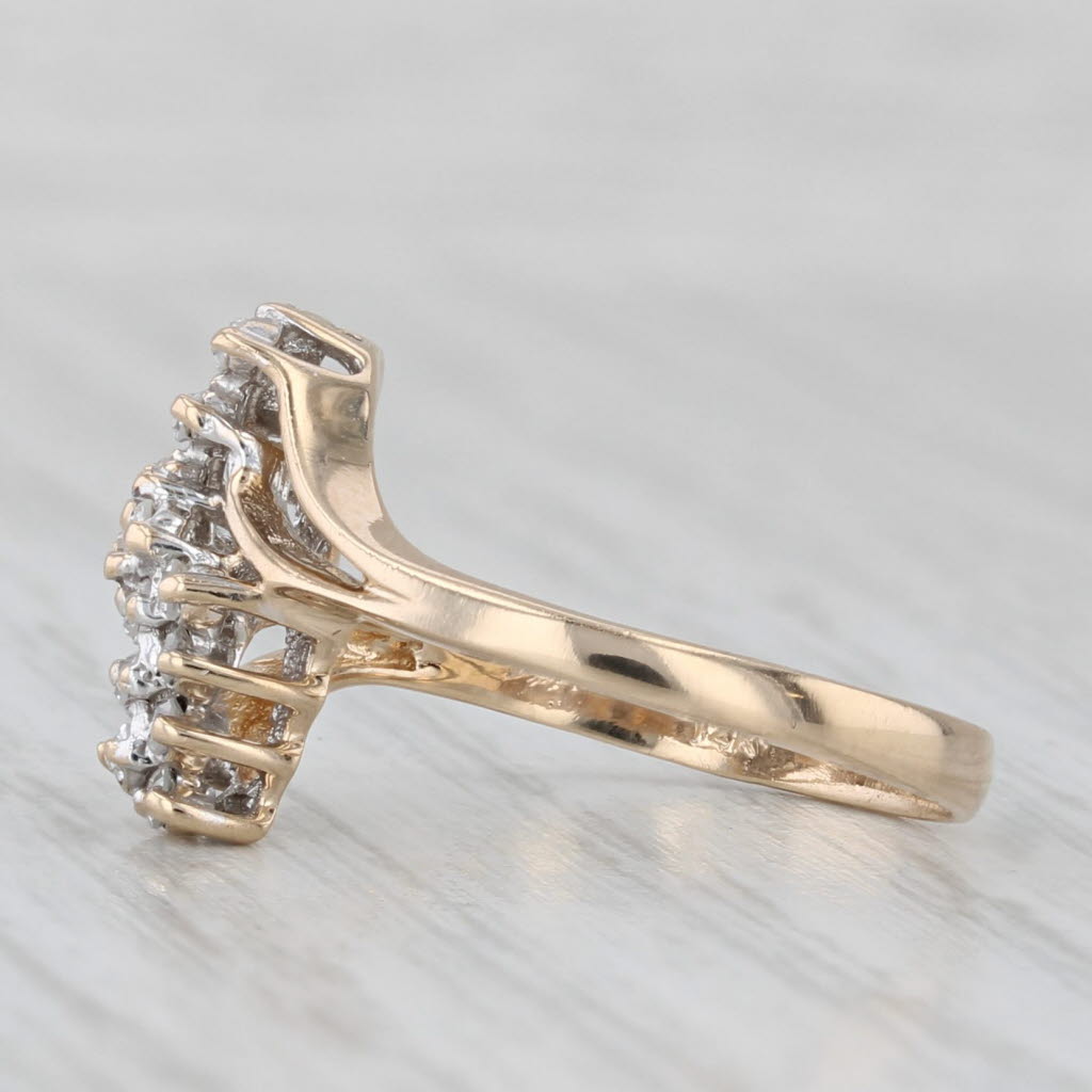 0.16ctw Diamond Cluster Bypass Ring 14k Yellow Gold Size 5
