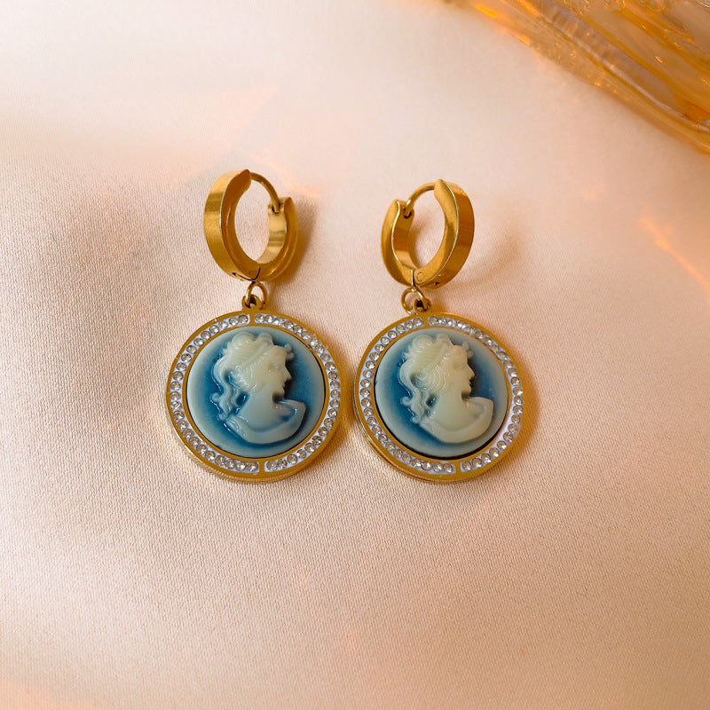 Vintage Ellipse Geometric Acrylic Electroplating Earrings
