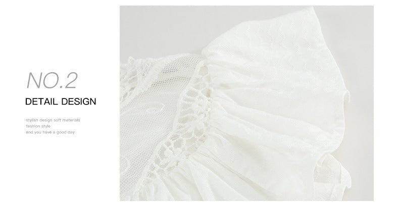 Lace Ruffle Round Neck Top
