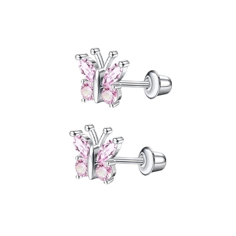 1 Pair Minimalist Cross Star Butterfly Plating Inlay Stainless Steel Zircon Ear Studs