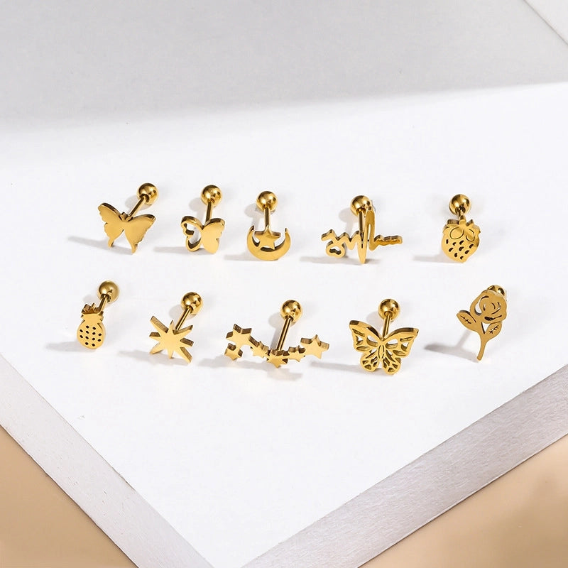 1 Piece Ear Cartilage Rings & Studs Fashion Butterfly 316L Stainless Steel  Plating