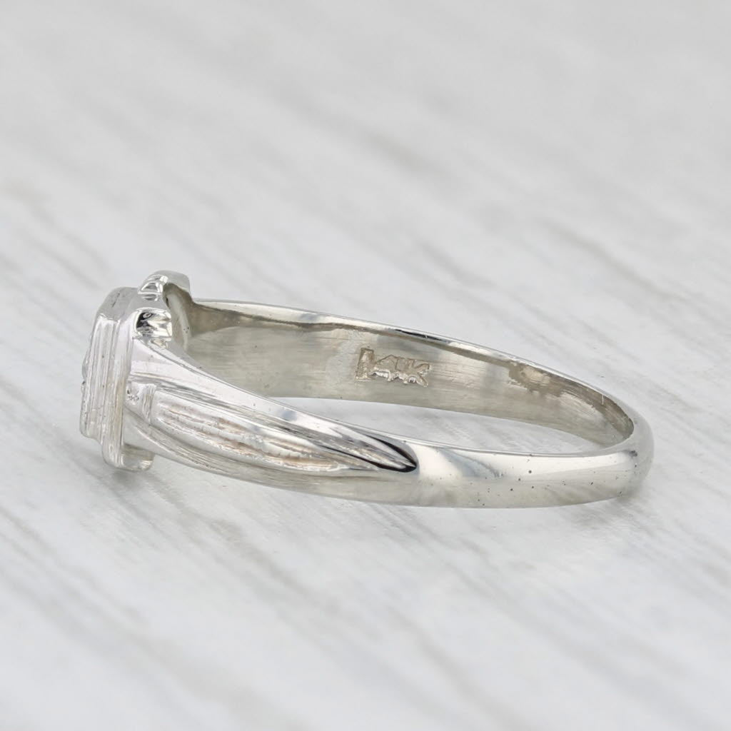 Small Vintage Diamond Solitaire Ring 14k White Gold 2.75 Baby Size