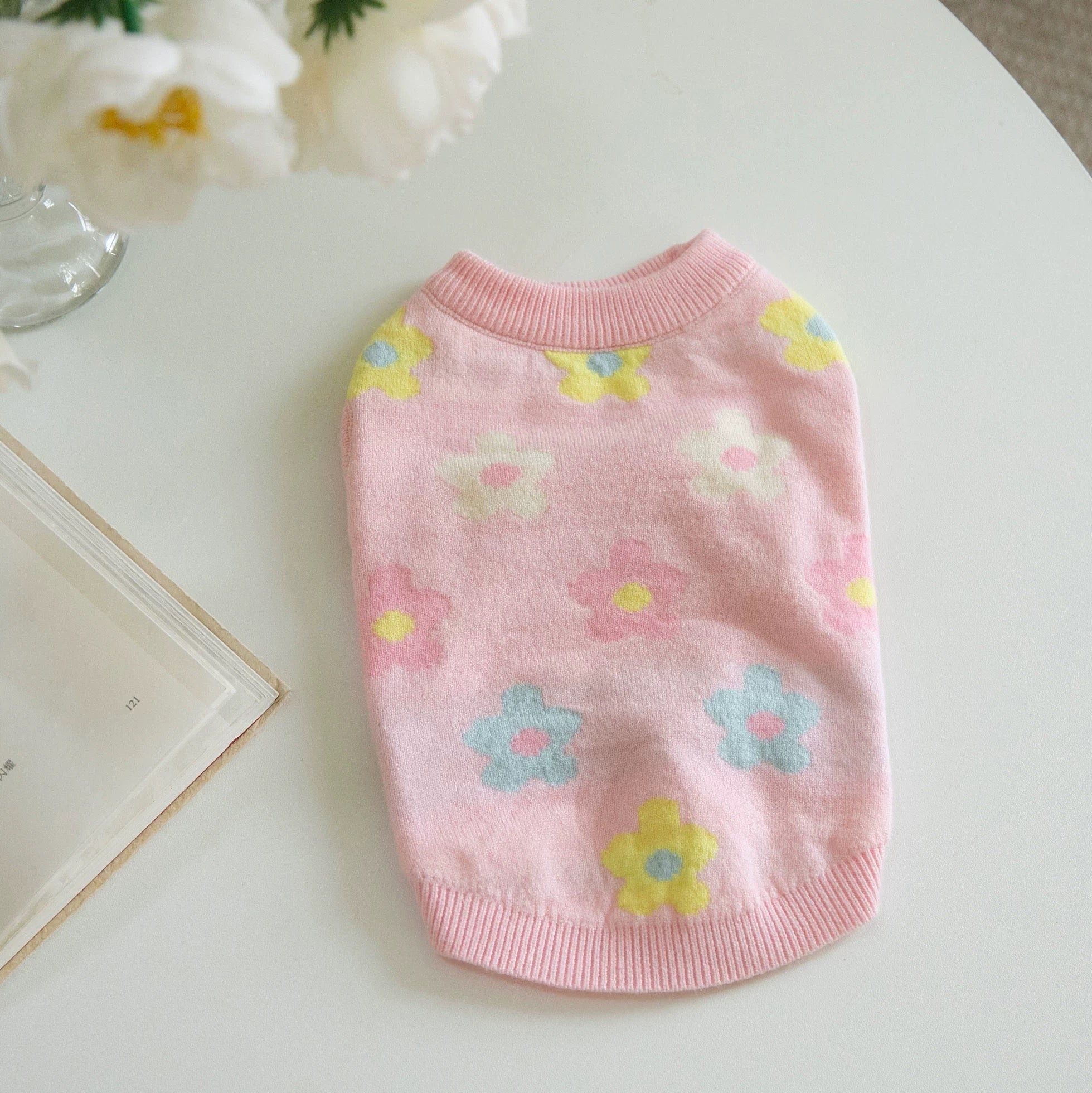 Colorful Flower Printed Dog Cat Sweater Vest
