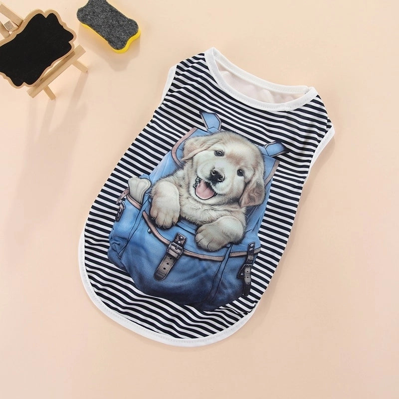 Cartoon Thin Fake Suspenders Vest Pet Dog Clothes 1 Pieces