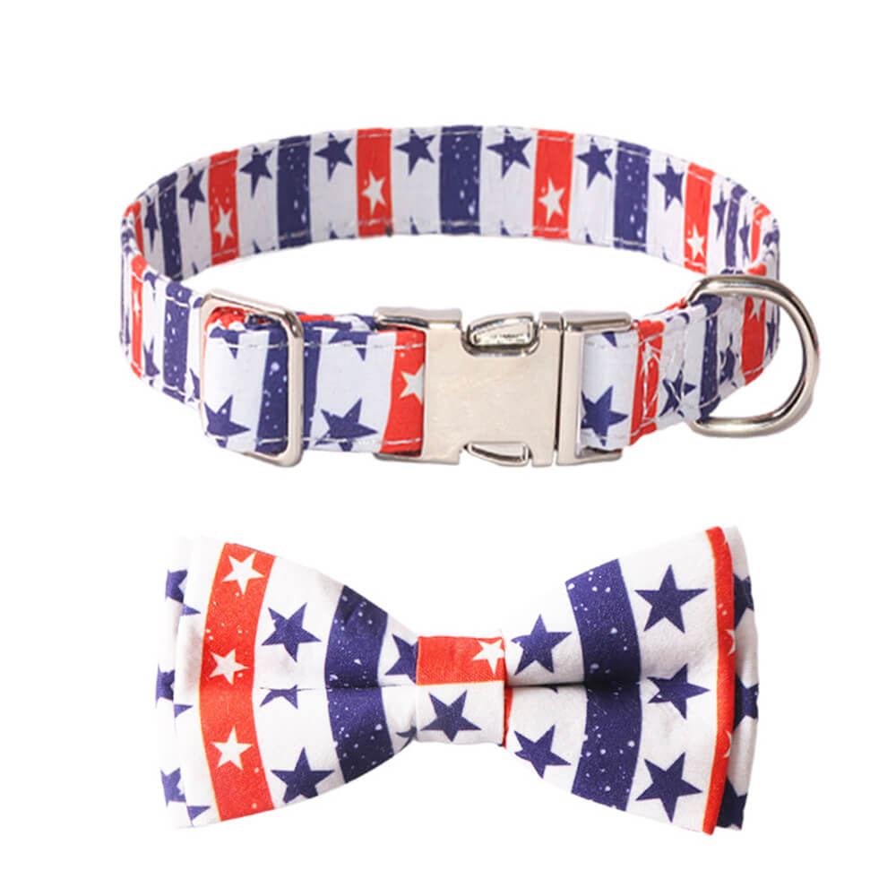 Fashion Dog Accessories American Flag Dog Collar with Bow