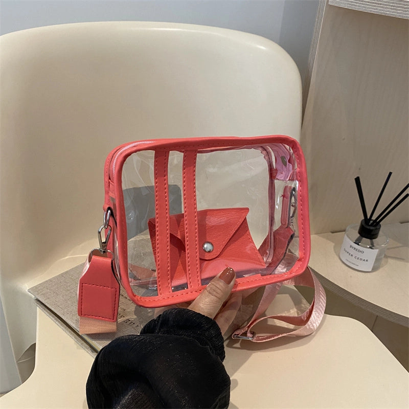 Women's Small Pvc Solid Color Streetwear Square Zipper Crossbody Bag