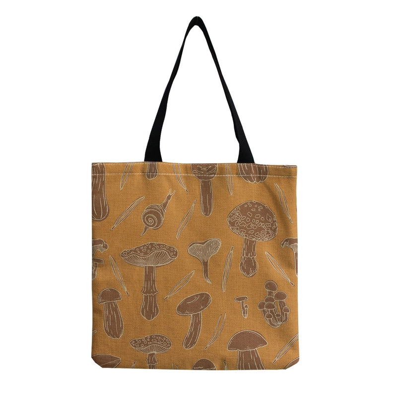 Women's Cotton And Linen Mushroom Cute Square Open Tote Bag