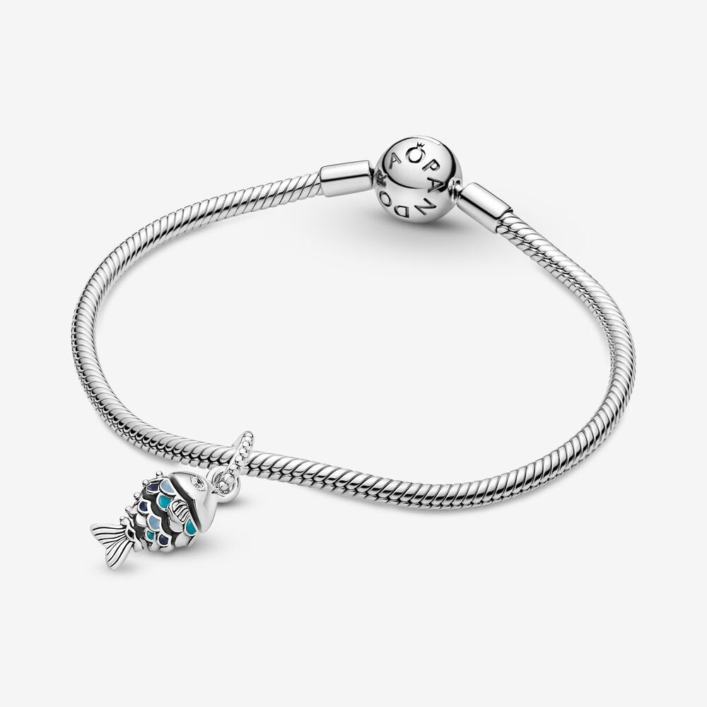 Blue Scaled Fish Dangle Pandora Charm